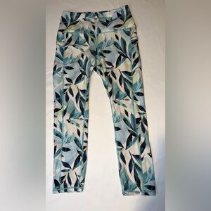 Gaiam Floral Leggings Women’s Small Green Blue Yoga Pants Pockets